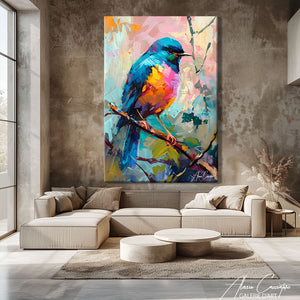 tableau oiseau acrylique