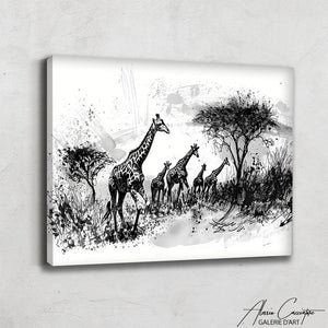 Cadre Girafe Noir et Blanc