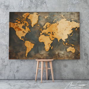 tableau carte du monde couleur