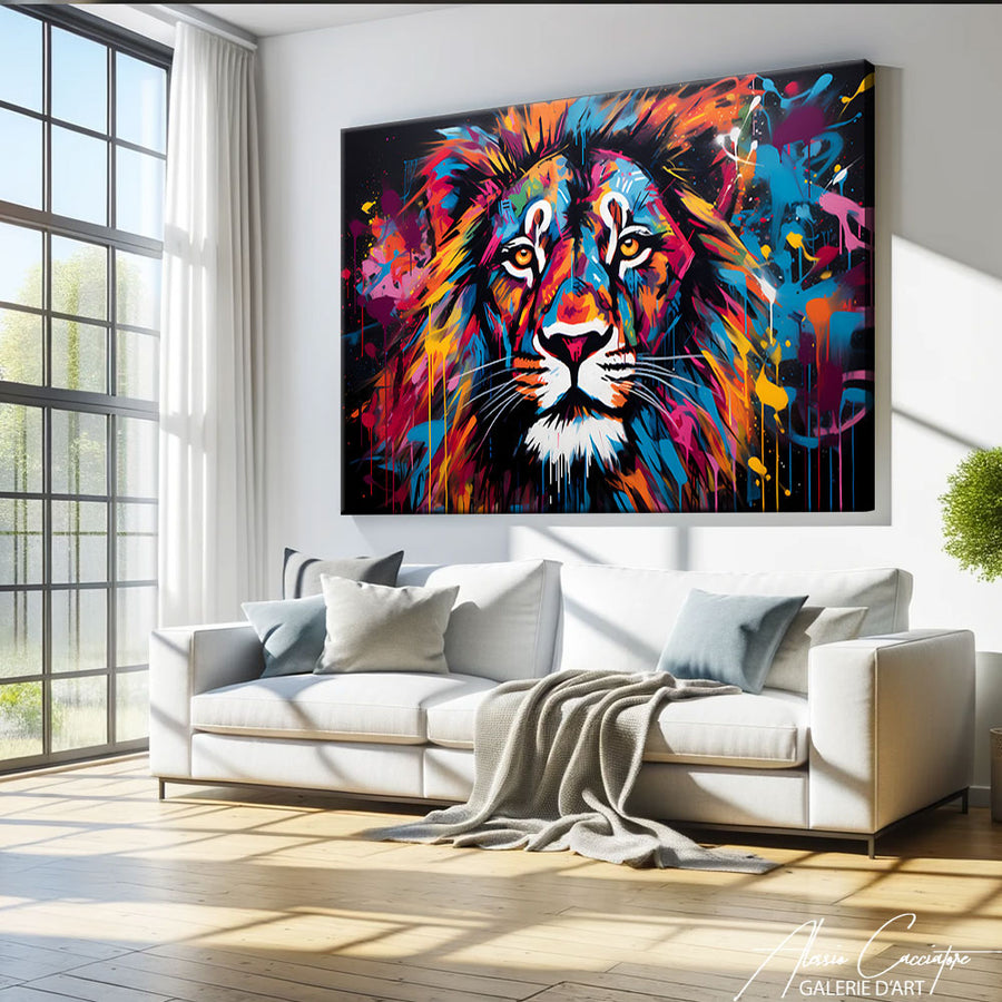 Peinture Lion Abstrait
– mise en situation