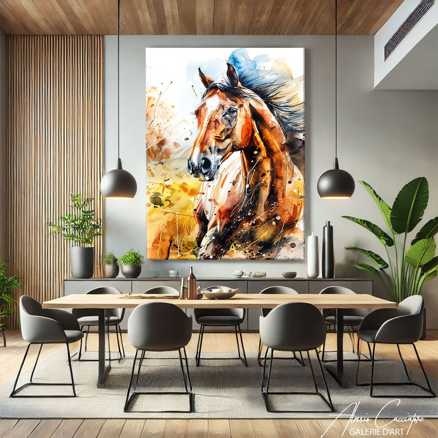 Tableau Aquarelle Cheval
– mise en situation