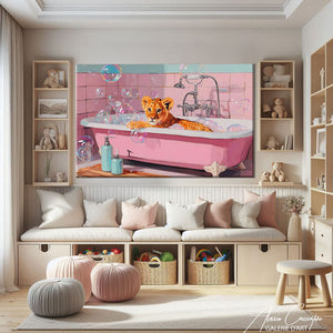 tableau lionceau salle de bain