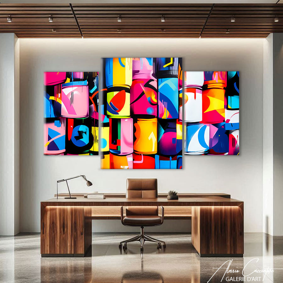 TABLEAU TRIPTYQUE COLORÉ – mise en situation
