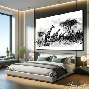 Cadre Girafe Noir et Blanc