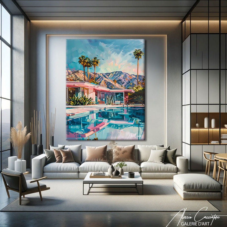 grand tableau salon coloré – mise en situation