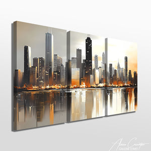 Tableau Triptyque Moderne Gris