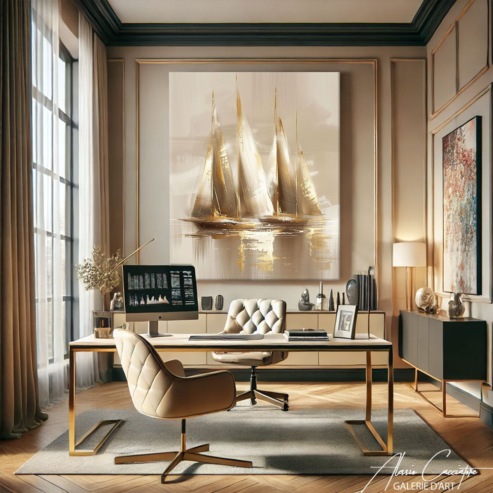 Tableau Huile Bateaux