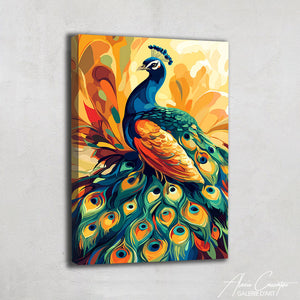 Tableau peinture paon