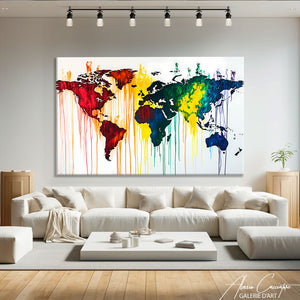 Tableau Carte du Monde Coloré