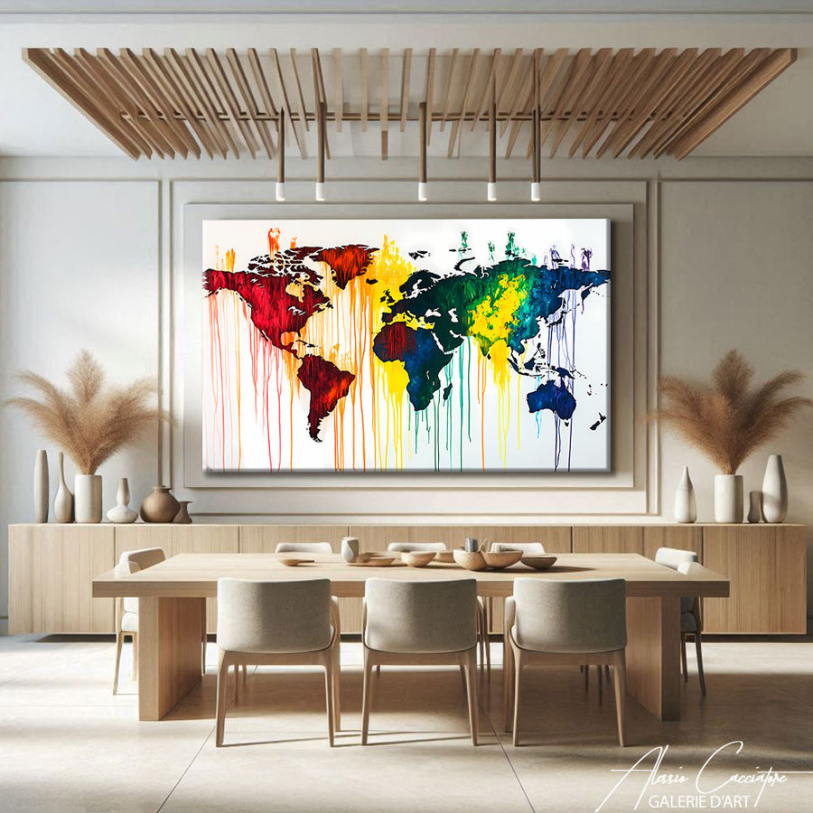 Tableau Carte du Monde Murale – mise en situation