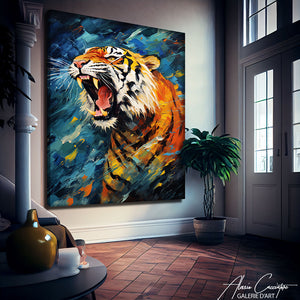 tableau tigre multicolore