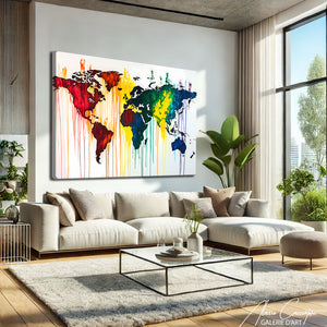 Tableau Carte du Monde Coloré