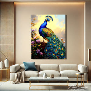 Tableau peinture paon
