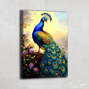 Tableau bleu paon