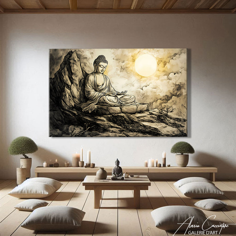 TABLEAU BOUDDHA ZEN ABSTRAIT – mise en situation