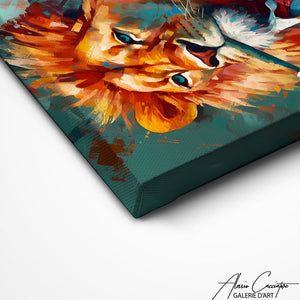 TABLEAU LION AVEC CIGARE Alessio Cacciatore