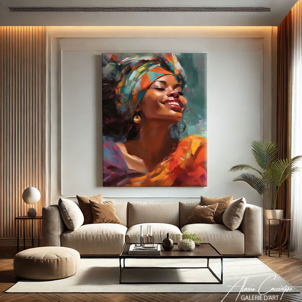 Tableau Acrylique Femme Africaine