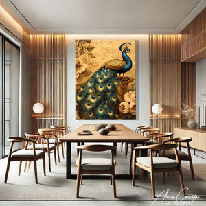 Tableau paon doré