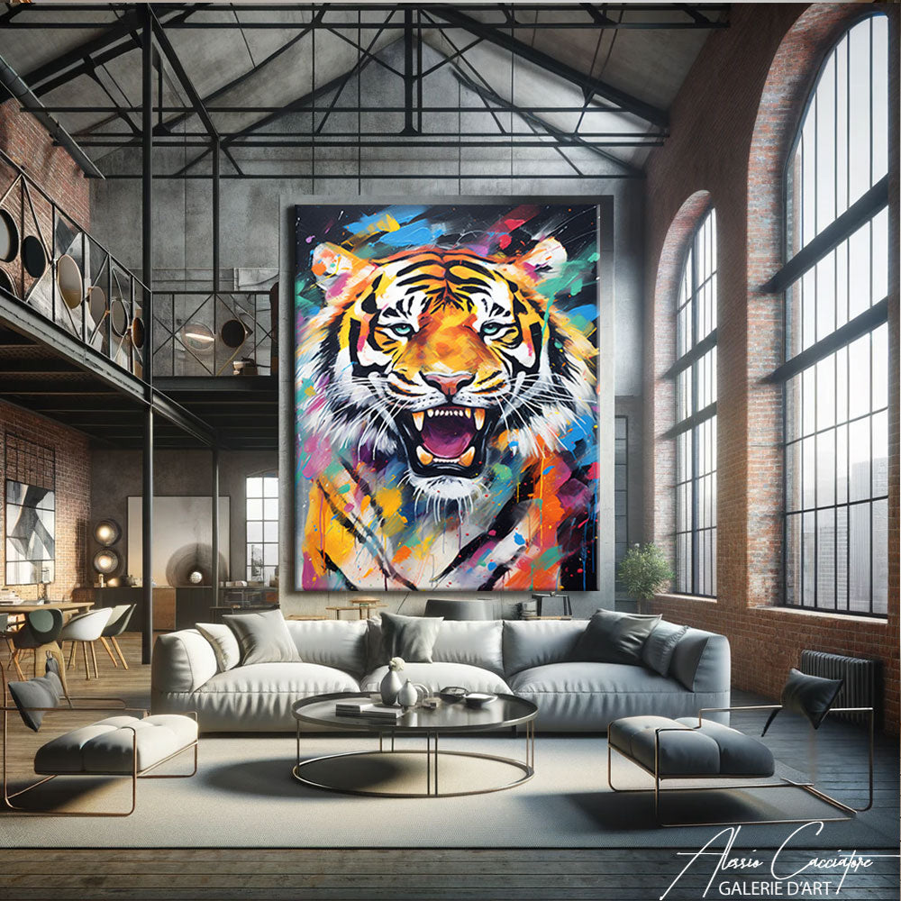 tableau tigre coloré