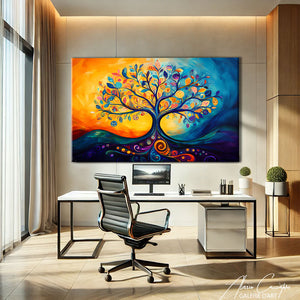tableau coloré peinture arbre
