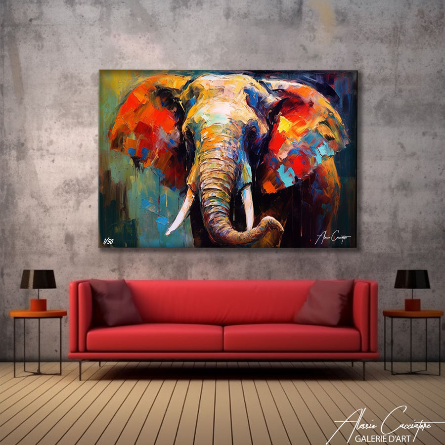 Peinture Africaine Éléphant – mise en situation