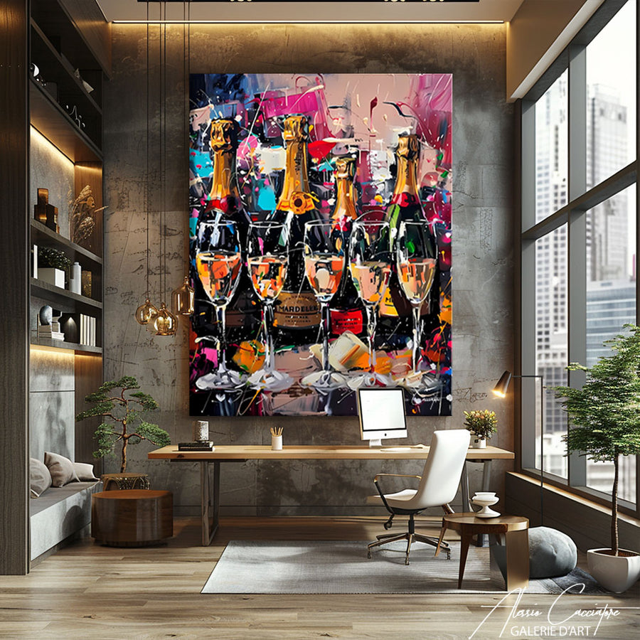Tableau Décoration Champagne – mise en situation