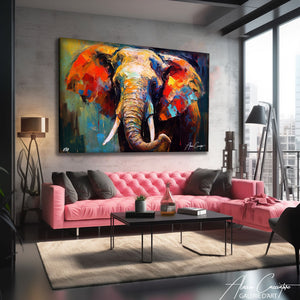 tableau éléphant coloré