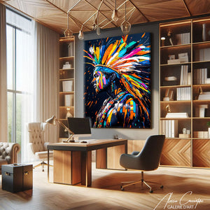 TABLEAU PORTRAIT AMERINDIEN AlessioCacciatore