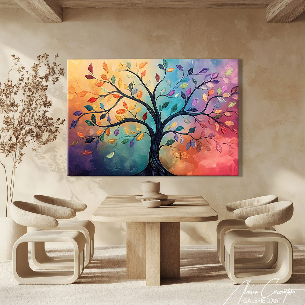 Tableau arbre multicolore
