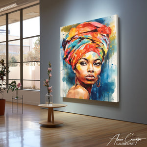 tableau femme africaine abstrait