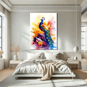 Tableau peinture paon