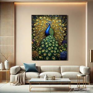 Peinture aquarelle paon