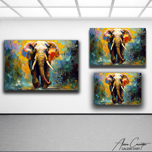 TABLEAU ÉLÉPHANT DANS LA SAVANE Alessio Cacciatore