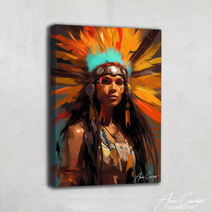 TABLEAU FEMME INDIENNE PLUME Alessio Cacciatore