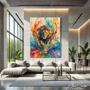 TABLEAU LION MULTICOLORE Alessio Cacciatore