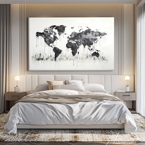 Tableau Carte du Monde Noir et Blanc