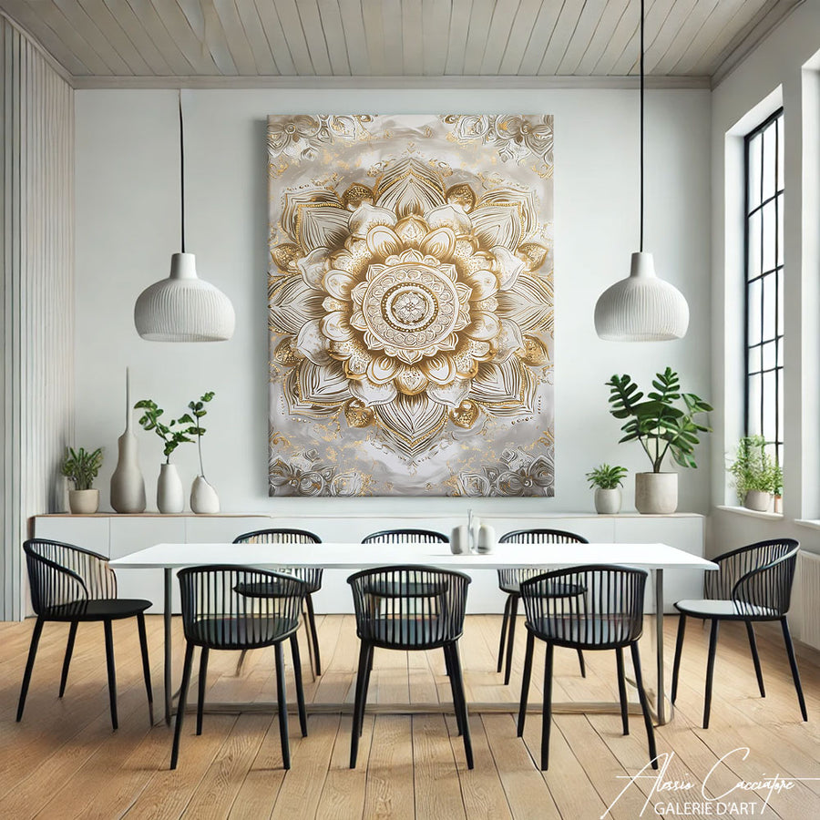 Tableau Mandala Gris – mise en situation