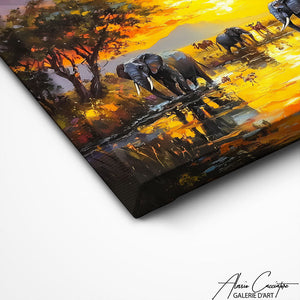 TABLEAU ÉLÉPHANT COUCHER DE SOLEIL AlessioCacciatore