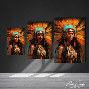 TABLEAU FEMME INDIENNE PLUME Alessio Cacciatore