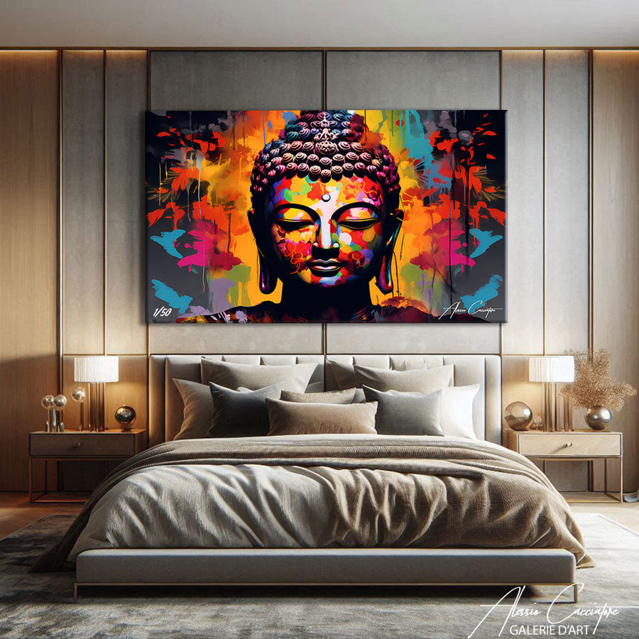 TABLEAU BOUDDHA COULEUR Alessio Cacciatore – mise en situation