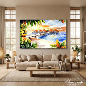 Peinture Coucher De Soleil Sur La Plage