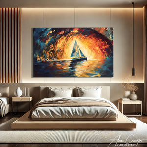 Tableau Peinture Acrylique Bateau Mer