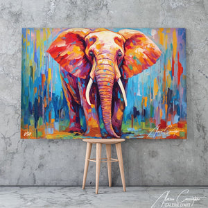 peinture éléphant multicolore