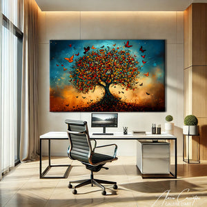 tableau coloré peinture arbre
