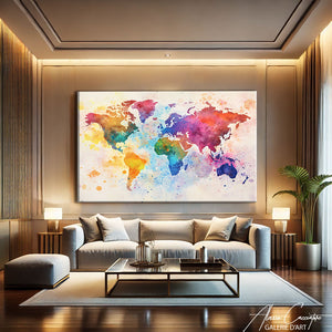 Tableau Planisphère Couleur
