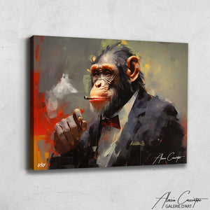 tableau singe qui fume
