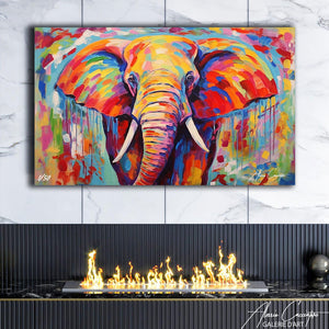 tableau éléphant abstrait