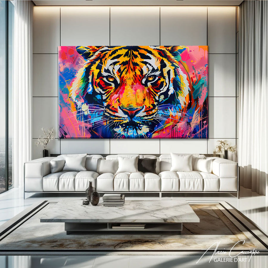 tableau tigre pop art – mise en situation