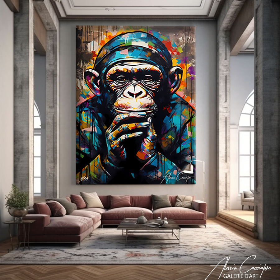 Tableau Street Art Singe – mise en situation