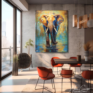 tableau éléphant bleu
